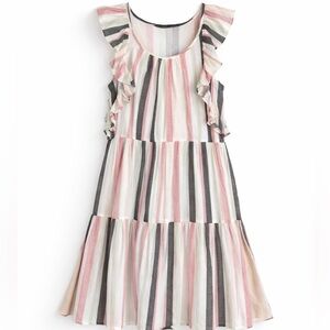 Vero Moda Striped Sleeveless Ruffle Dress Medium